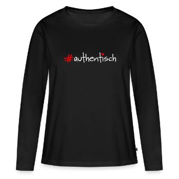 authentisch - Frauen Premium Bio Langarmshirt - Schwarz - Vorne - Julia (174cm)