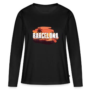 Barcelone - T-shirt manches longues Premium bio Femme - noir - Devant - Julia (174cm)