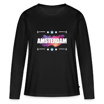 Amsterdam - T-shirt manches longues Premium bio Femme - noir - Devant - Julia (174cm)