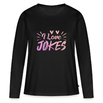 Ich liebe Witze - Frauen Premium Bio Langarmshirt - Schwarz - Vorne - Julia (174cm)