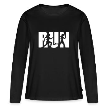 Running Woman, runner, run - T-shirt manches longues Premium bio Femme - noir - Devant - Julia (174cm)