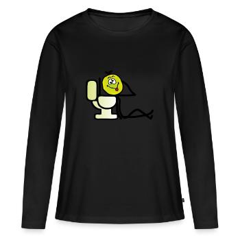 Sick guy in front of toilett - sick emoji - Women's Premium Organic Long Sleeve Shirt - black - Front - Julia (174cm)