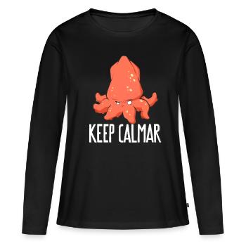 keep calmar - T-shirt manches longues Premium bio Femme - noir - Devant - Julia (174cm)