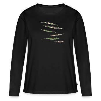 Tenue militaire camouflage camouflage - T-shirt manches longues Premium bio Femme - noir - Devant - Julia (174cm)