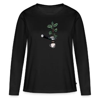 Kaffee Geschenke Barista Espresso - Frauen Premium Bio Langarmshirt - Schwarz - Vorne - Julia (174cm)