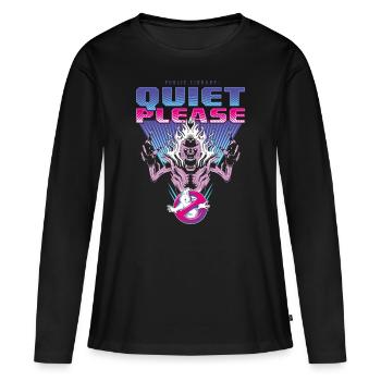 SOS Fantômes Silence, S'il Cous Plaît ! Néon - T-shirt manches longues Premium bio Femme - noir - Devant - Julia (174cm)