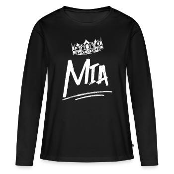 MIA - T-shirt manches longues Premium bio Femme - noir - Devant - Julia (174cm)