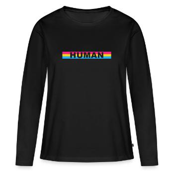 Pansexuel HUMAIN - T-shirt manches longues Premium bio Femme - noir - Devant - Julia (174cm)
