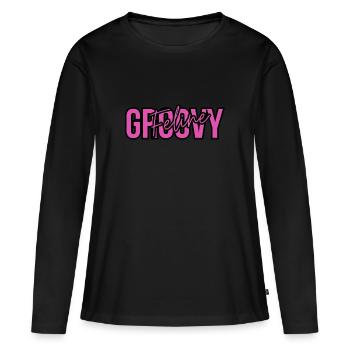 Groovy félin - T-shirt manches longues Premium bio Femme - noir - Devant - Julia (174cm)