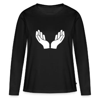 Icône d’icône de mains - T-shirt manches longues Premium bio Femme - noir - Devant - Julia (174cm)