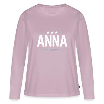 Anna - T-shirt manches longues Premium bio Femme - rose poudré - Devant - Julia (174cm)