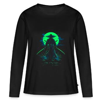 Samurai Schwertkämpfer Ronin Krieger Katana - Frauen Premium Bio Langarmshirt - Schwarz - Vorne - Julia (174cm)