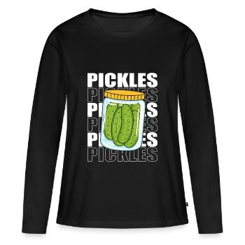 Concombre Cornichon de concombre - T-shirt manches longues Premium bio Femme - noir - Devant - Julia (174cm)