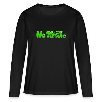 Pas de plastique - T-shirt manches longues Premium bio Femme - noir - Devant - Julia (174cm)
