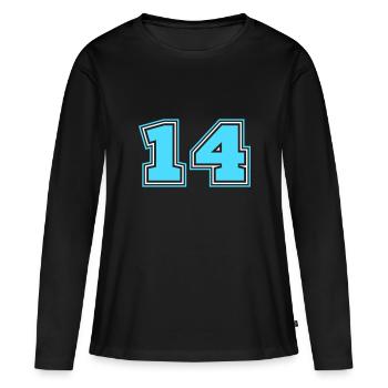 14 Numéro de numéro - T-shirt manches longues Premium bio Femme - noir - Devant - Julia (174cm)