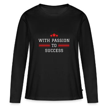 avec passion pour réussir - T-shirt manches longues Premium bio Femme - noir - Devant - Julia (174cm)
