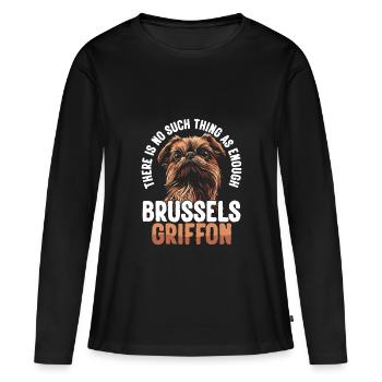 Griffon de Bruxelles Chiot Chien Griffon de Bruxelles - T-shirt manches longues Premium bio Femme - noir - Devant - Julia (174cm)