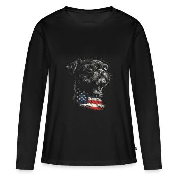 Griffon Puppy Lover Chien Bruxelles Griffon - T-shirt manches longues Premium bio Femme - noir - Devant - Julia (174cm)