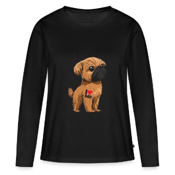 Griffon de Bruxelles Chiot Chien Griffon de Bruxelles - T-shirt manches longues Premium bio Femme - noir - Devant - Julia (174cm)