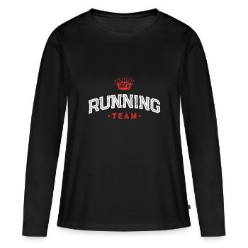 Équipe de course à pied - T-shirt manches longues Premium bio Femme - noir - Devant - Julia (174cm)