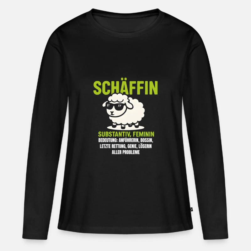 Schaf Spruch Schäffin Lustig Geschenkidee Schafe - Frauen Premium Bio Langarmshirt - Schwarz