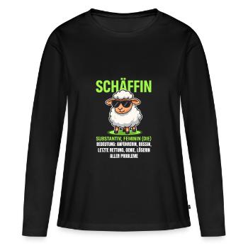 Schaf Spruch Schäffin Lustig Geschenkidee Schafe - Frauen Premium Bio Langarmshirt - Schwarz - Vorne - Julia (174cm)