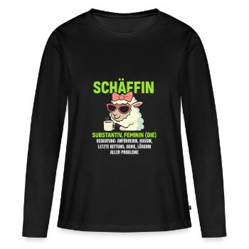 Schaf Spruch Schäffin Lustig Geschenkidee Schafe - Frauen Premium Bio Langarmshirt - Schwarz - Vorne - Julia (174cm)