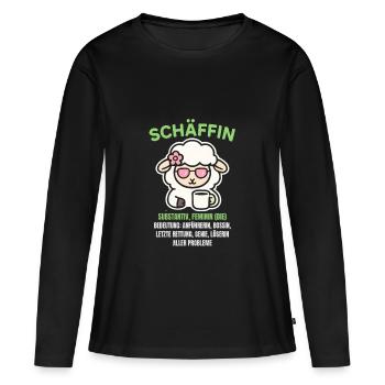 Schaf Spruch Schäffin Lustig Geschenkidee Schafe - Frauen Premium Bio Langarmshirt - Schwarz - Vorne - Julia (174cm)
