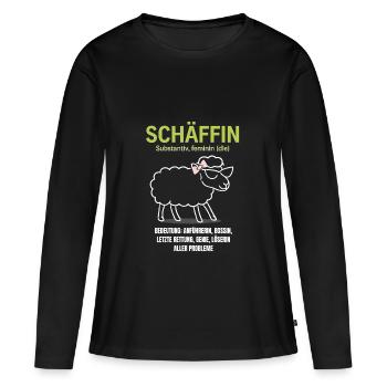 Schaf Spruch Schäffin Lustig Geschenkidee Schafe - Frauen Premium Bio Langarmshirt - Schwarz - Vorne - Julia (174cm)
