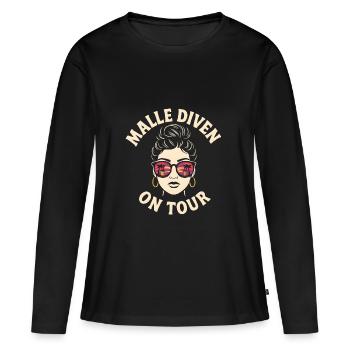 Mallorca Party Spruch Lustig Malle Diven On Tour - Frauen Premium Bio Langarmshirt - Schwarz - Vorne - Julia (174cm)