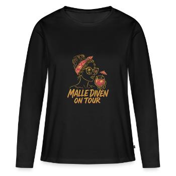 Mallorca Party Spruch Lustig Malle Diven On Tour - Frauen Premium Bio Langarmshirt - Schwarz - Vorne - Julia (174cm)