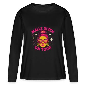 Mallorca Party Spruch Lustig Malle Diven On Tour - Frauen Premium Bio Langarmshirt - Schwarz - Vorne - Julia (174cm)