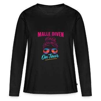 Mallorca Party Spruch Lustig Malle Diven On Tour - Frauen Premium Bio Langarmshirt - Schwarz - Vorne - Julia (174cm)