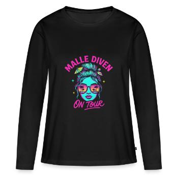 Mallorca Party Spruch Lustig Malle Diven On Tour - Frauen Premium Bio Langarmshirt - Schwarz - Vorne - Julia (174cm)
