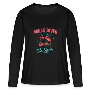 Mallorca Party Spruch Lustig Malle Diven On Tour - Frauen Premium Bio Langarmshirt - Schwarz - Vorne - Julia (174cm)