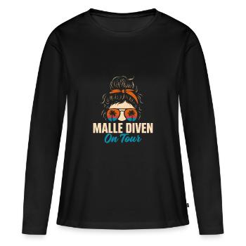 Mallorca Party Spruch Lustig Malle Diven On Tour - Frauen Premium Bio Langarmshirt - Schwarz - Vorne - Julia (174cm)