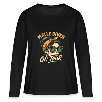 Mallorca Party Spruch Lustig Malle Diven On Tour - Frauen Premium Bio Langarmshirt - Schwarz - Vorne - Julia (174cm)