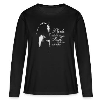 PFERDE VERLEIHEN UNS FLÜGEL Wilsigns Pferdespruch - Frauen Premium Bio Langarmshirt - Schwarz - Vorne - Julia (174cm)