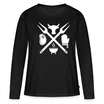 gril - T-shirt manches longues Premium bio Femme - noir - Devant - Julia (174cm)