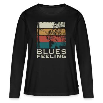 Blues Feeling - Frauen Premium Bio Langarmshirt - Schwarz - Vorne - Julia (174cm)