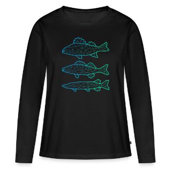 Predatory Fish Fishing Polygon Perch Pike Pike - Women's Premium Organic Long Sleeve Shirt - black - Front - Julia (174cm)