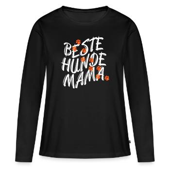 BESTE HUNDE MAMA - HUNDELIEBE - HUNDELIEBHABER - Frauen Premium Bio Langarmshirt - Schwarz - Vorne - Julia (174cm)