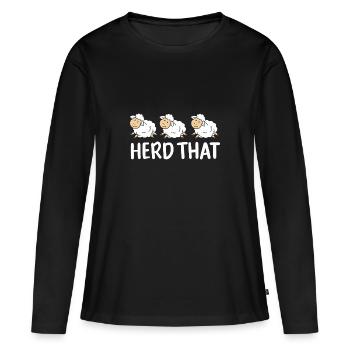Herde That - Schaf - Frauen Premium Bio Langarmshirt - Schwarz - Vorne - Julia (174cm)