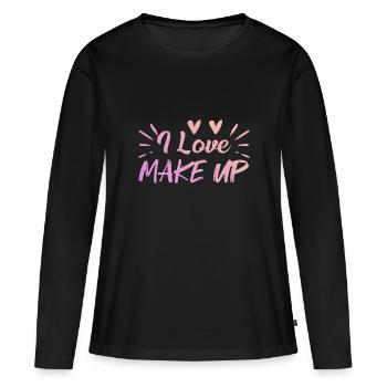 Ich liebe Make up - Frauen Premium Bio Langarmshirt - Schwarz - Vorne - Julia (174cm)