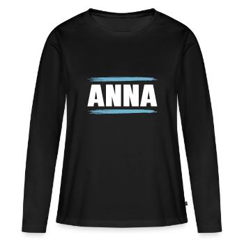 Anna - Frauen Premium Bio Langarmshirt - Schwarz - Vorne - Julia (174cm)