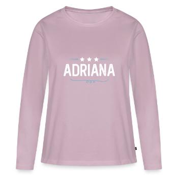 Adriana - T-shirt manches longues Premium bio Femme - rose poudré - Devant - Julia (174cm)