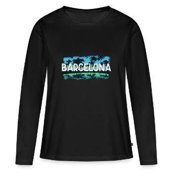 Barcelone - T-shirt manches longues Premium bio Femme - noir - Devant - Julia (174cm)