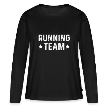 Équipe de course à pied - T-shirt manches longues Premium bio Femme - noir - Devant - Julia (174cm)