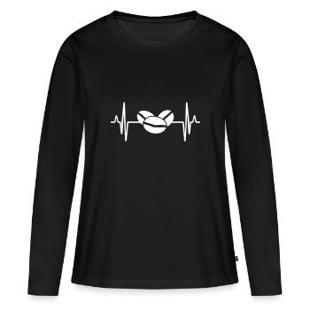 Légumineuses de grains de café - T-shirt manches longues Premium bio Femme - noir - Devant - Julia (174cm)