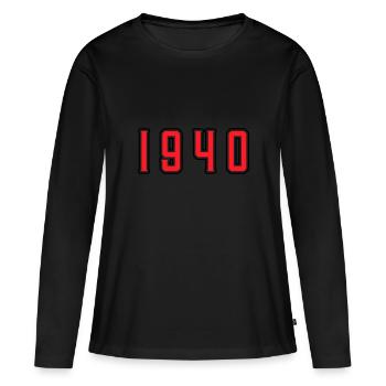 1940 year birthday - Women's Premium Organic Long Sleeve Shirt - black - Front - Julia (174cm)